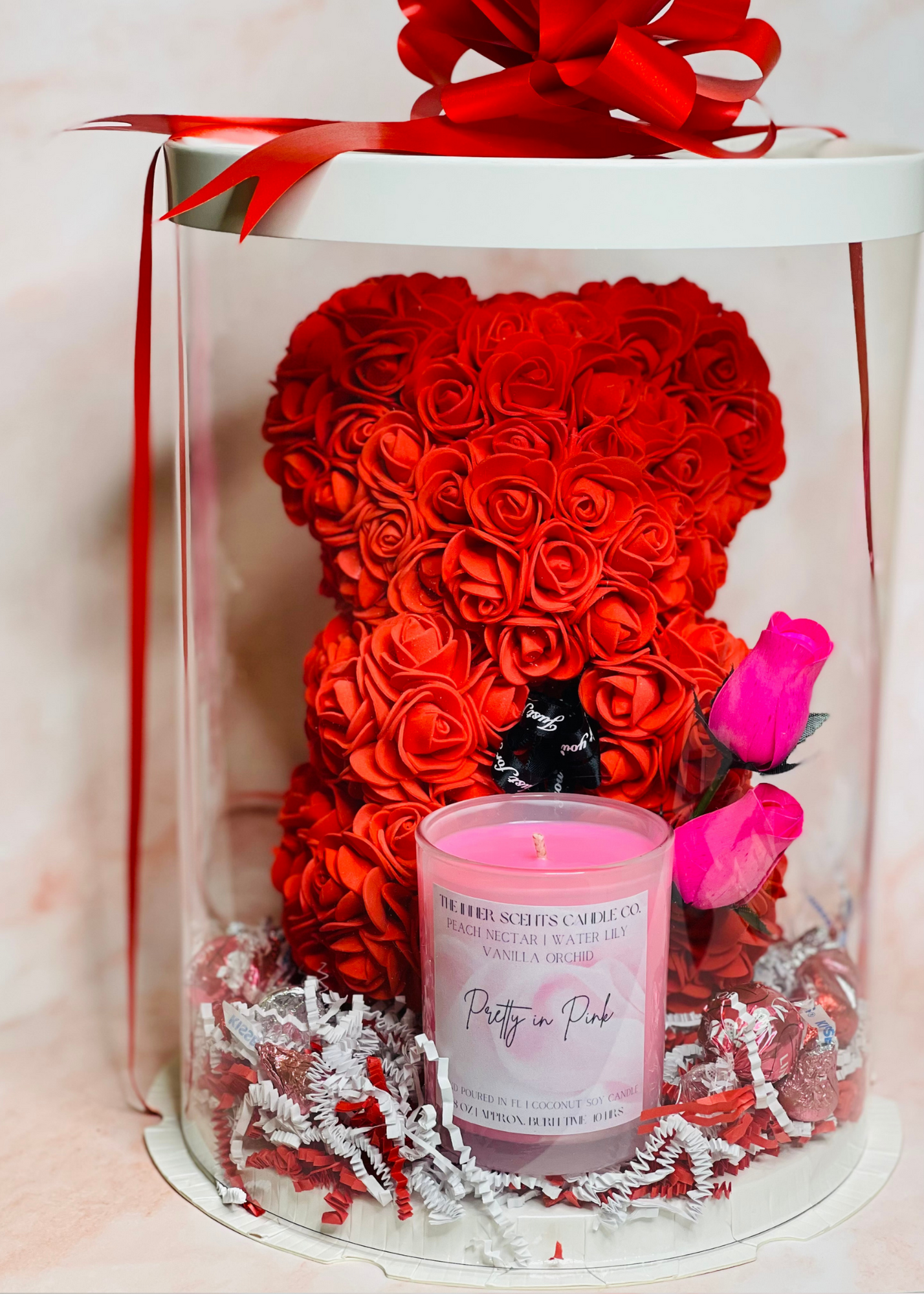 Rose bear Candle with Heart