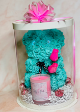 Load image into Gallery viewer, Rose Bear Gift Set (Teal) -- LOCAL DELIVERY ONLY
